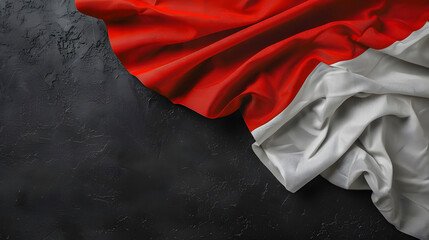 wavy indonesia flag background over dark background