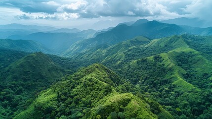 Wall Mural - Aerial view of the Sierra Nevada de Santa Marta in Colombia, an isolated mountain range apart from the Andes, home to an