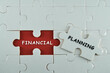 Piece of jigsaw puzzle with words Financial Planning.