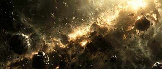 Cosmic space, planets, stars and galaxies in outer space showing the beauty of space exploration. Space exploration wallpaper for desktop