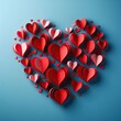 3D Layered Hearts on Blue Background Ideal for Greeting Cards, Invitations, and Love Messages.