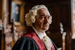 © furyon - distinguished barrister in traditional wig and robe in historic uk courtroom dramatic legal system photography