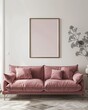 © PLUT_OFF - mock up poster frame in modern interior background, close up, living room, Scandinavian style, 3D render, 3D illustration.