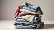 © Tark - Folded clean laundry background, Generative AI