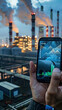 carbon credit concept Trader using a smartphone to trade carbon credit on application carbon etf to invest in sustainable business green climate funds investment Net zero emission
