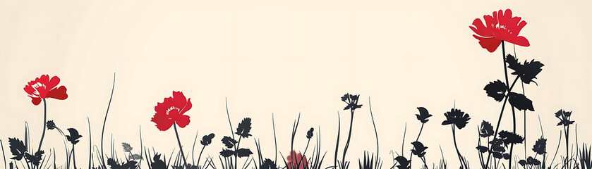 Wall Mural - silhouette of flowers on background of the grass
