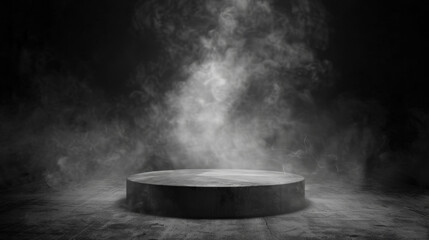 Wall Mural - A smokey, dark room with a large, empty stage