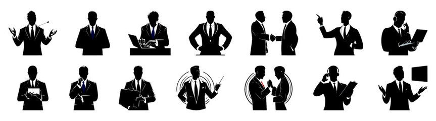 Sticker - Vector set of business people silhouettes, Generative AI