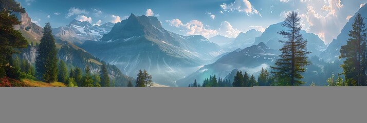 Wall Mural - Mountains, swiss Alps realistic nature and landscape