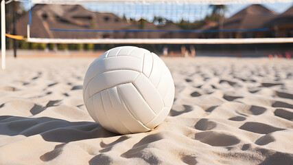 Volleyball ball background on the beach, Generative AI