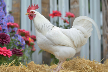 Wall Mural - big white rooster