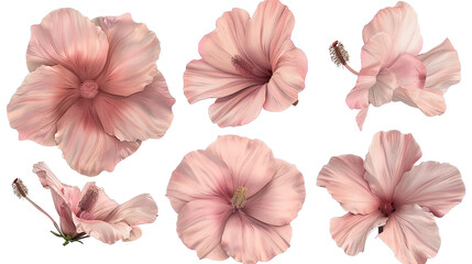 Wall Mural - Vibrant Sea Hibiscus Blooms in Exotic Tropical Style - Digital Art 3D Illustration with Transparent Background, Ideal for Summer Decoration and Graphic Design Projects.