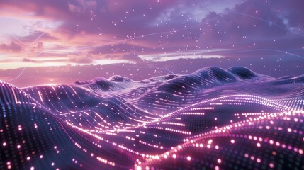 Surreal Cybersecurity Network: Glowing Digital Landscape