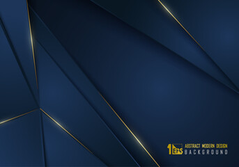 Wall Mural - abstract luxury gold template with classic gradient blue template decoration artwork design backgrou