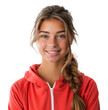 © David - Teen girl in red hoodie smiling casually isolated on transparent background png