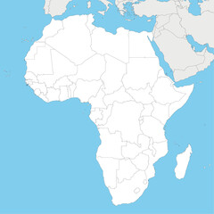 Naklejka na meble Blank Political Africa Map vector illustration with countries in white color. Editable and clearly labeled layers.