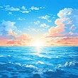 A Vibrant Digital Painting Capturing a Serene Sunrise Over a Tranquil Ocean.