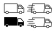 © spice - Fast free delivery truck vector icon set. moving cargo shipping service truck sign. courier parcel distribution transport. express shipment delivery logistic truck symbol.