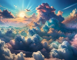 Wall Mural - Beautiful colorful clouds created with Generative AI technology.