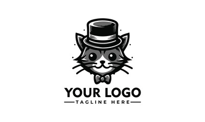 Poster - mister cat vector logo illustration cool cat are well visualized in this figure as an elegant and unique cat mascot figure of a cat with a classy theme wearing classic clothing