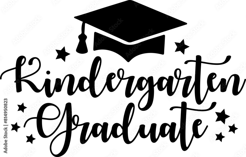 Kindergarten Graduation typography clip art design on plain white ...