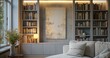 © FU - Cozy Home Office: Minimalist Bookcase Zoom Background