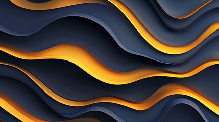 Wall Mural - 3D modern wave curve abstract presentation background. Luxury paper cut background. Abstract decoration, golden pattern, halftone gradients, 3d Vector illustration. Dark blue background