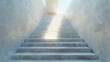 © Na-No Photos - A minimalist stairway with clean lines bathed in natural light, creating a serene and tranquil ascent toward a bright, undefined space above.