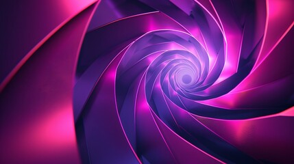 Wall Mural - this graphic design features an abstract illusion of a spiral, composed of pink and violet neon line
