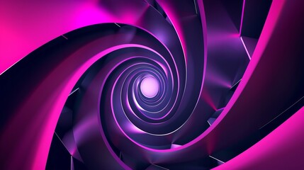 Wall Mural - this graphic design features an abstract illusion of a spiral, composed of pink and violet neon line