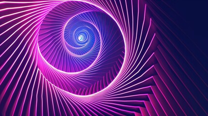 Wall Mural - this graphic design features an abstract illusion of a spiral, composed of pink and violet neon line