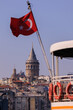 © Kozlik_mozlik - Turkish flag, on a red background white star and moon. Flag flies in the wind, public place.