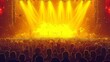 © neatlynatly - Audience enjoying a vibrant outdoor concert with bright stage lights at a stadium arena, depicted in an illustration.