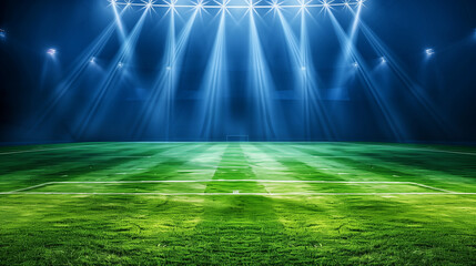 Football soccer grass field stadium with light for outdoor sport.