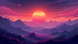 Create a landscape image of a sunset over a mountain range