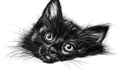 Cute black hand drawn cat sketch