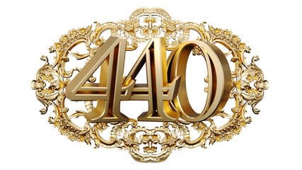 Wall Mural - golden number four hundred forty in the center of decorative golden vintage frames, number 440