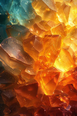 Aufkleber - Integration of Baltic amber inclusions in a resin-like transparent overlay, merging with abstract, colorful backgrounds,