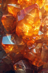 Fototapete - Integration of Baltic amber inclusions in a resin-like transparent overlay, merging with abstract, colorful backgrounds,