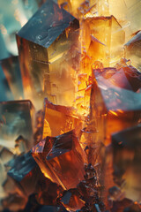 Aufkleber - Integration of Baltic amber inclusions in a resin-like transparent overlay, merging with abstract, colorful backgrounds,