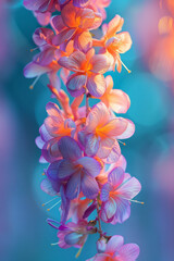 Poster - Fusion of Hawaiian lei floral patterns with vibrant, abstract color explosions,