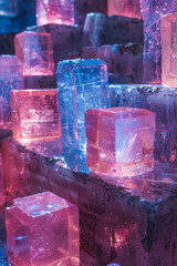 Aufkleber - Bold blocks of cyan and magenta, with intermittent flashes of silver stars representing pop glamour,