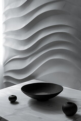 Aufkleber - Minimalist black lines against a stark white canvas, arranged to mimic the oscillations of sound waves,