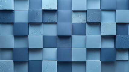 Aufkleber - Simple navy blue squares of varying sizes on a light blue background, symbolizing different sound pitches,