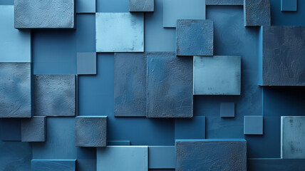 Aufkleber - Simple navy blue squares of varying sizes on a light blue background, symbolizing different sound pitches,