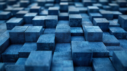 Aufkleber - Simple navy blue squares of varying sizes on a light blue background, symbolizing different sound pitches,
