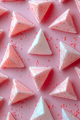 Aufkleber - Several small, white triangles on a pastel pink background, arranged to suggest a rising melody,