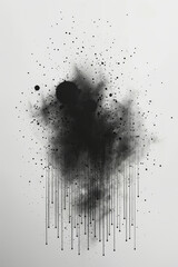 Aufkleber - A single, large, black dot on a white background, surrounded by smaller grey dots fading outward to symbolize sound attenuation,