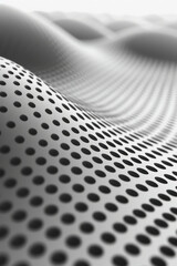 Poster - A single, large, black dot on a white background, surrounded by smaller grey dots fading outward to symbolize sound attenuation,