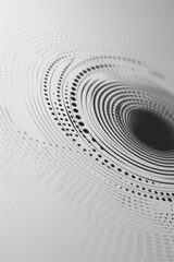 Aufkleber - A single, large, black dot on a white background, surrounded by smaller grey dots fading outward to symbolize sound attenuation,